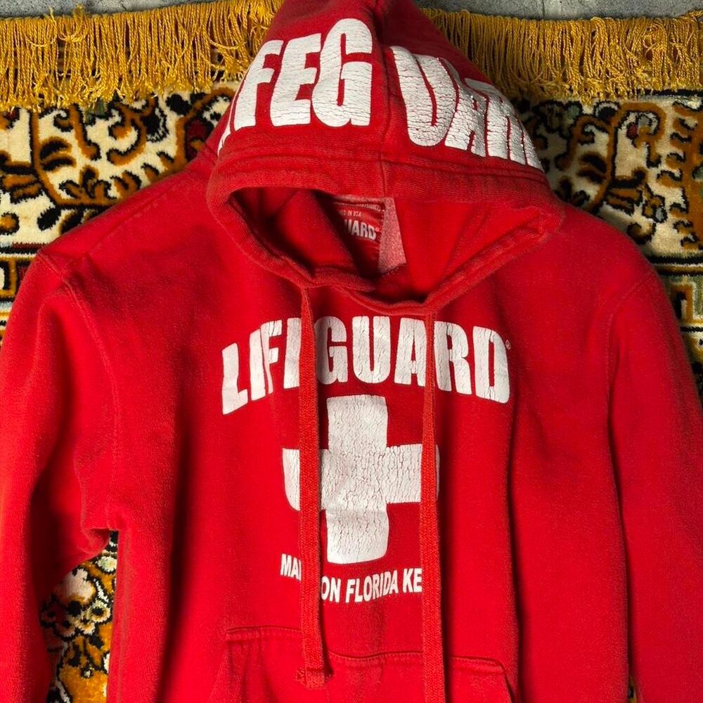 Classic Red Lifeguard Sweatshirt Florida USA Unisex size Medium - Picture 7 of 8